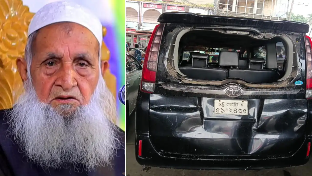 হেফাজত আমিরকে বহনকারী গাড়ি ফেনীতে দুর্ঘটনার শিকার